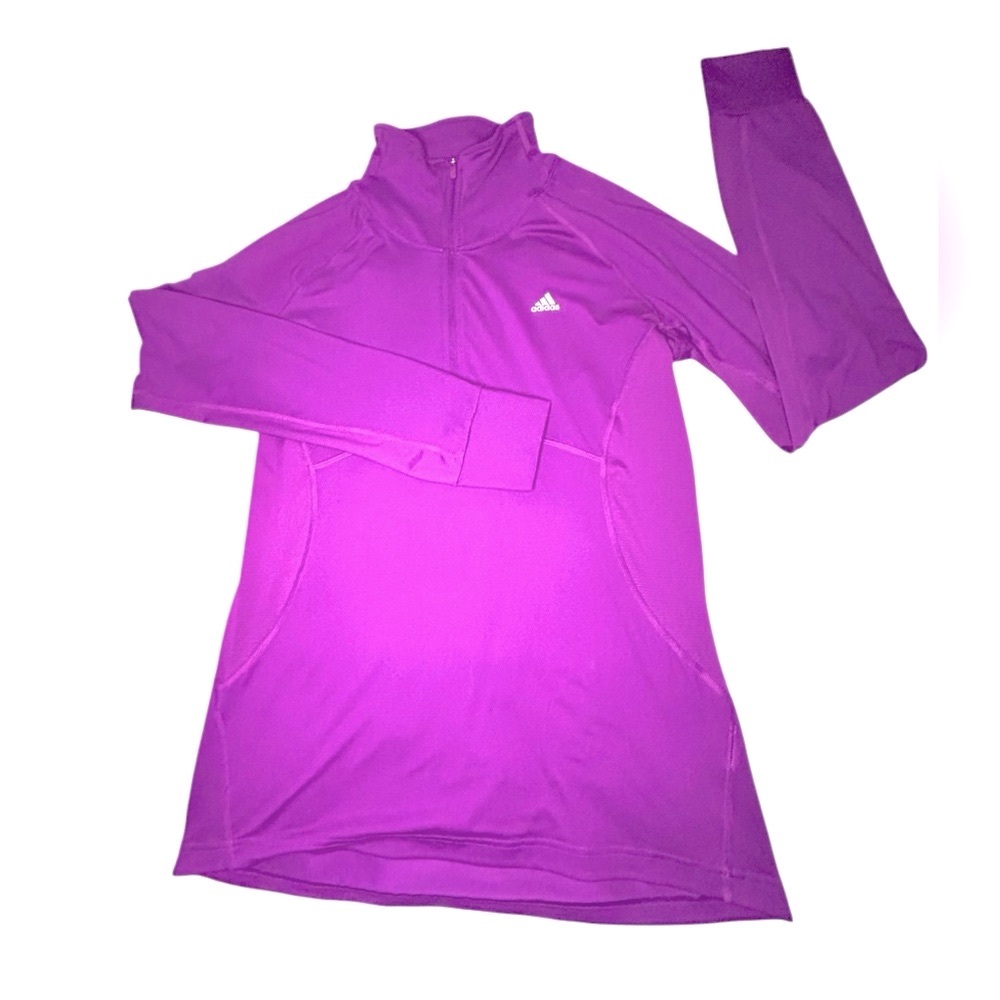 Adidas Women’s Climalite long sleeve 1/2 zip purple pullover Athletic top Size L